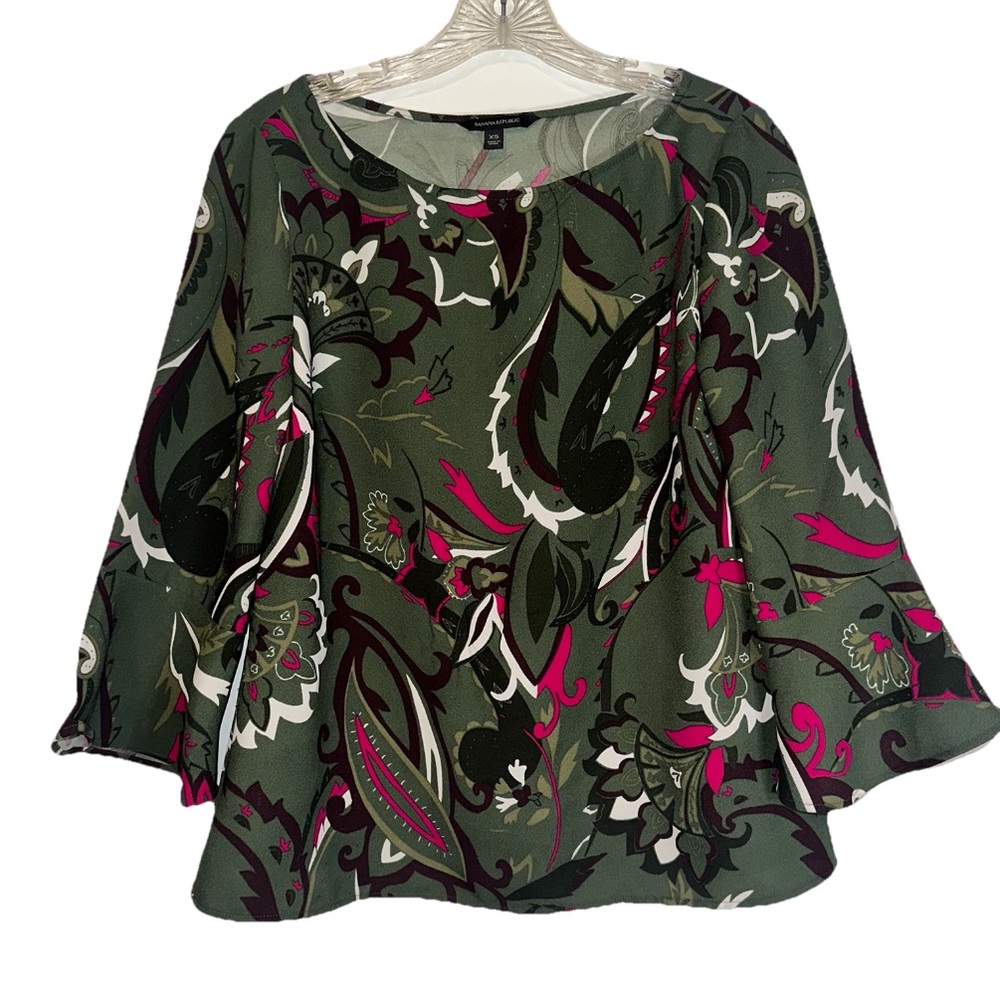 Banana Republic Women’s Top Size XS Multicolored Paisley Print Retro Vibe